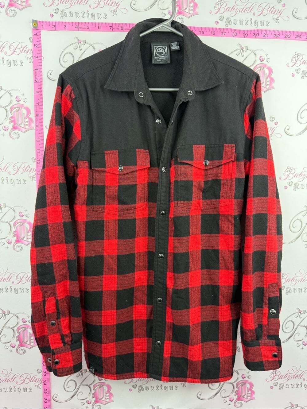 STORMTECH jacket Men's Red & Black Plaid Snap-Front Shirt Jacket